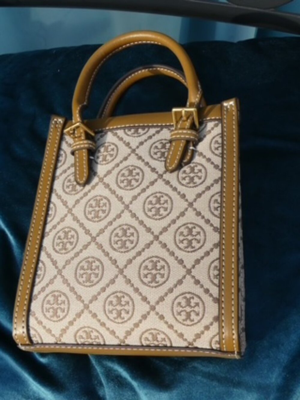 Tory Burch T Monogram Jacquard Mini N/S Tote Hazel/371